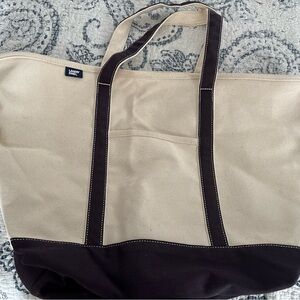 Lands' End Tan and Navy Tote - Duffel Bag